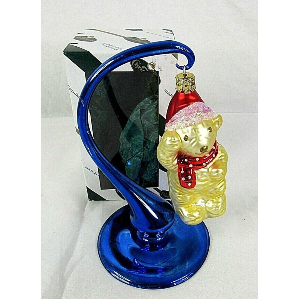 Vintage Christmas Ornament Bear Germany Christborn Handcrafted Artisan Glass